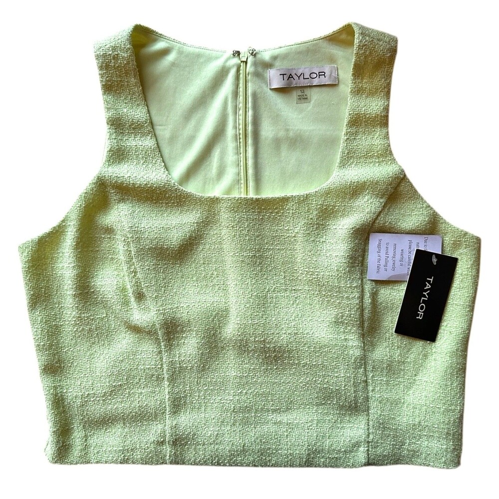 TAYLOR Women's Sleeveless Square Neck Career Crop Top Size 12 Pistachio